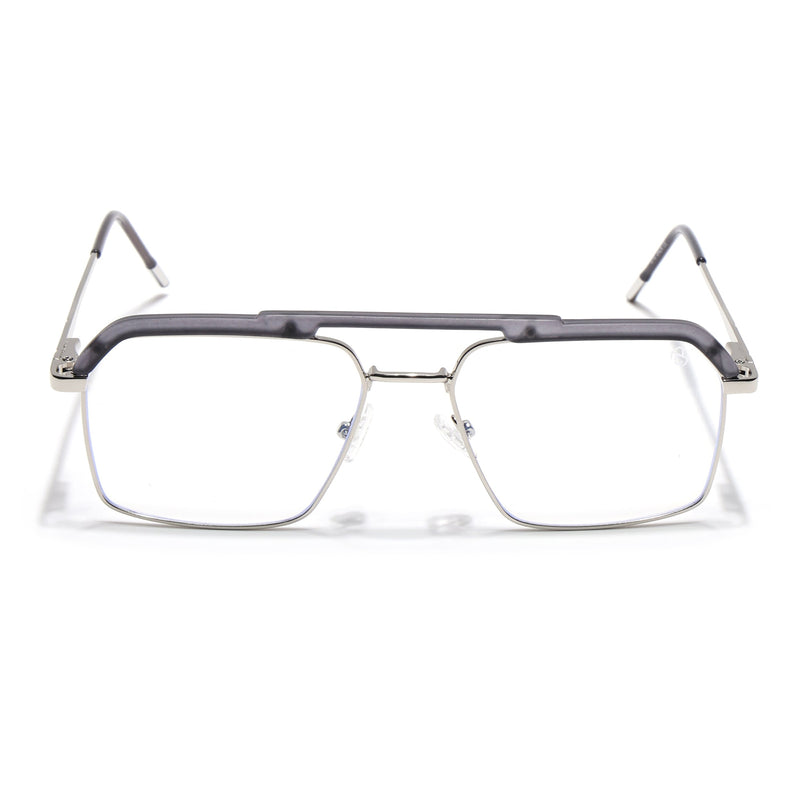 Eyejack Aura Grey & Silver Wayfarer Eyeglasses for Men & Women (19005FCL1971-C2)