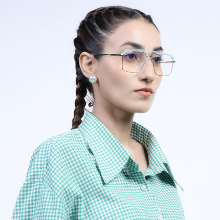 Eyejack Aura Sea Green & Silver Wayfarer Eyeglasses for Men & Women (19005FCL1974-C5)