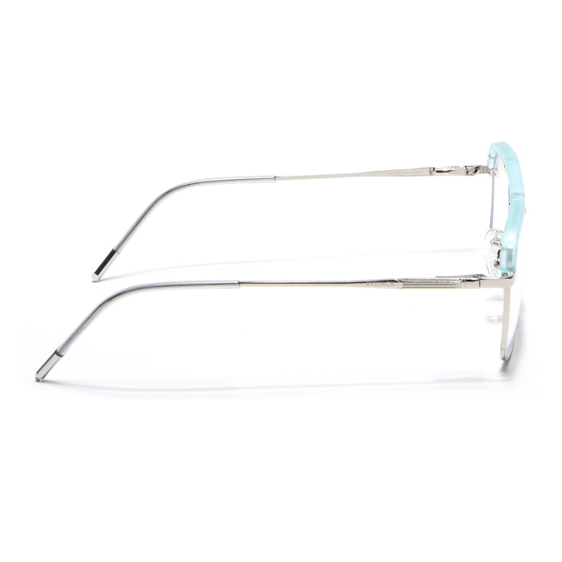 Eyejack Aura Sea Green & Silver Wayfarer Eyeglasses for Men & Women (19005FCL1974-C5)