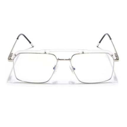 Eyejack Aura Silver & Transparent Wayfarer Eyeglasses for Men & Women (19005FCL1975-C6)