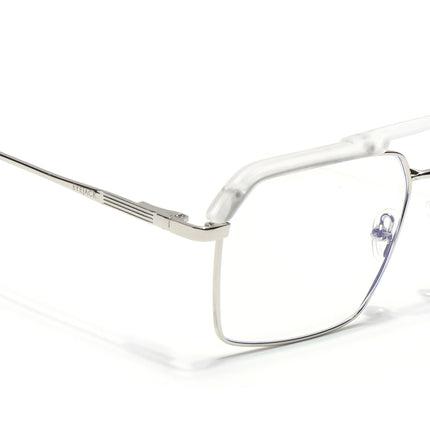 Eyejack Aura Silver & Transparent Wayfarer Eyeglasses for Men & Women (19005FCL1975-C6)