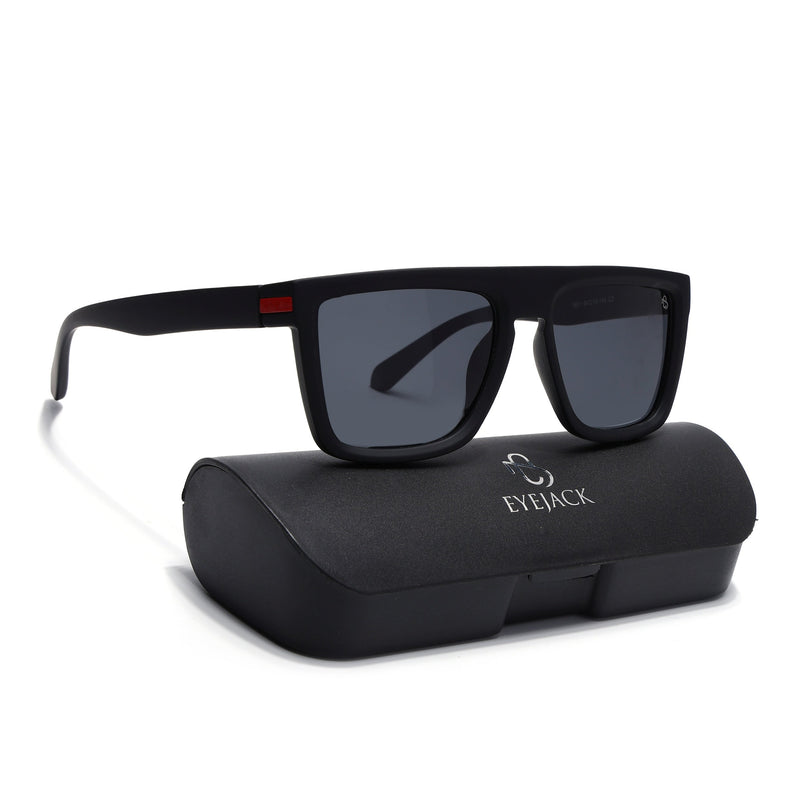 Eyejack Black & Red Square Polarized Sunglasses for Men & Women (1901PCL2051)