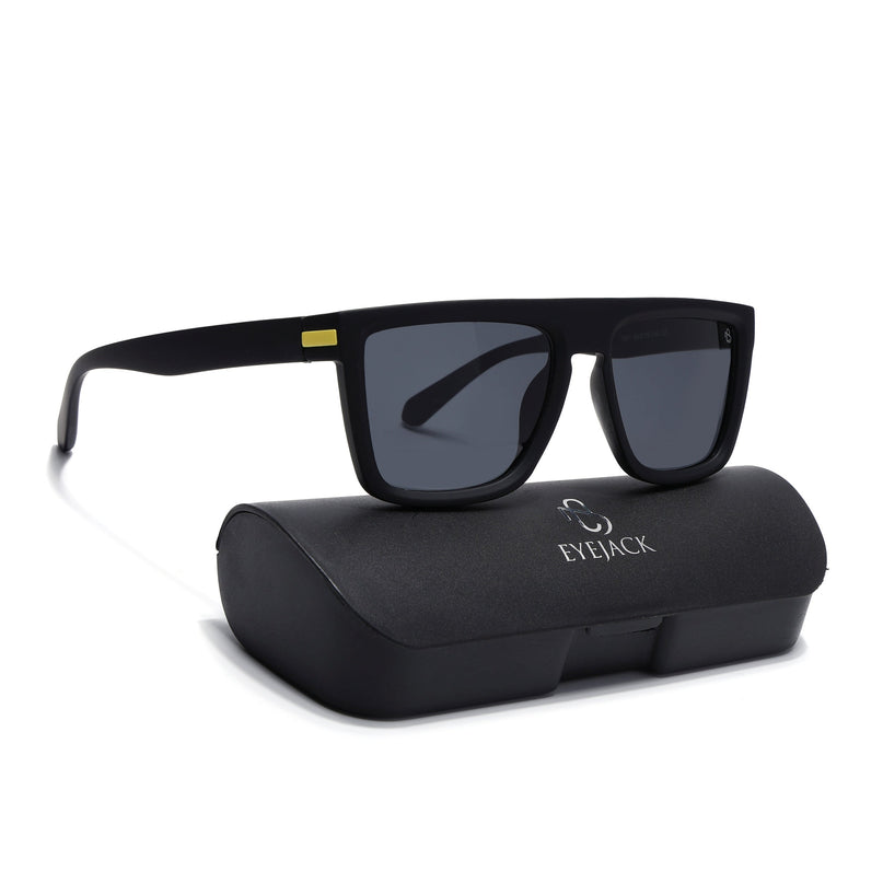 Eyejack Black & Yellow Square Polarized Sunglasses for Men & Women (1901PCL2052)