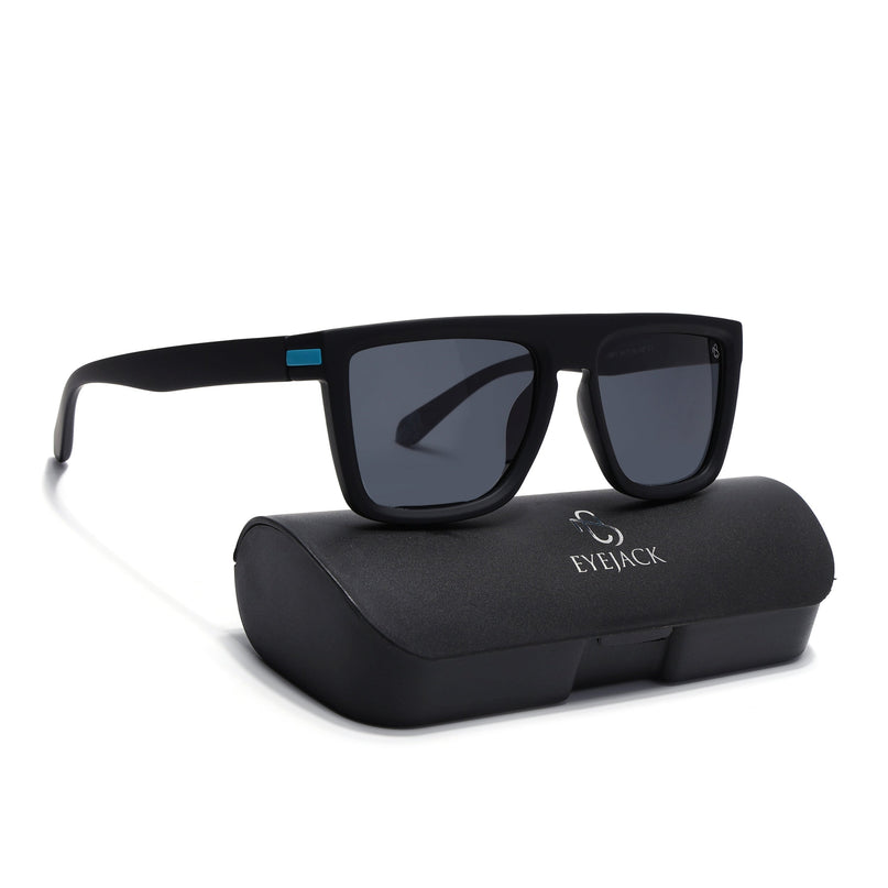 Eyejack Black & Blue Square Polarized Sunglasses for Men & Women (1901PCL2053)