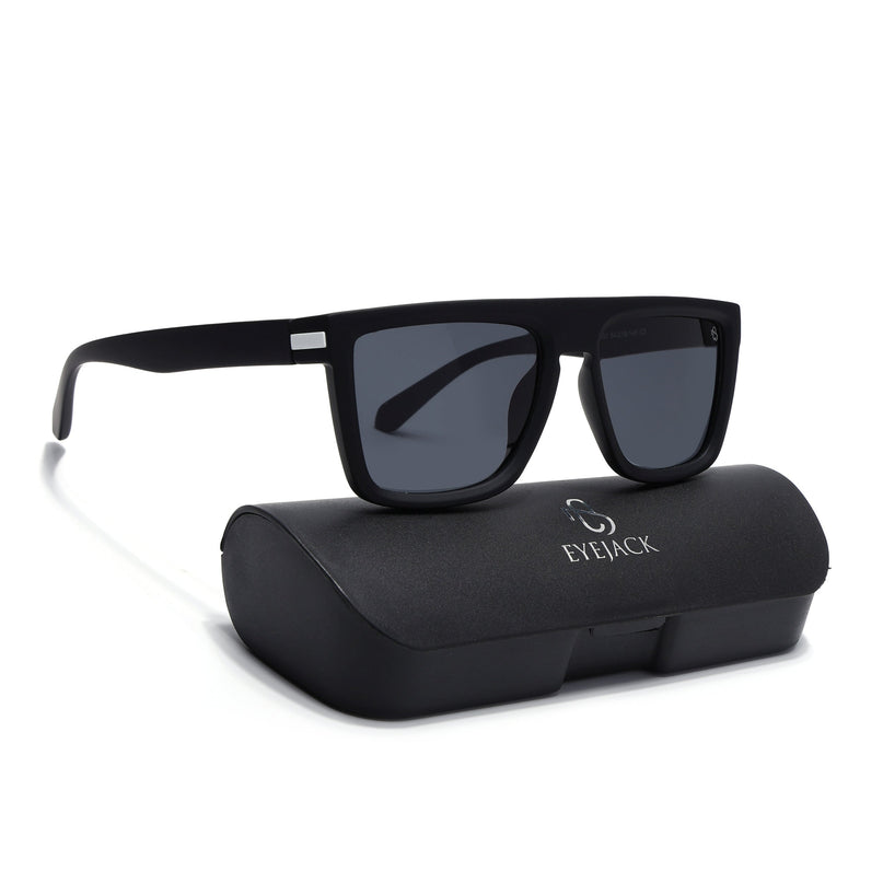 Eyejack Black & White Square Polarized Sunglasses for Men & Women (1901PCL2054)