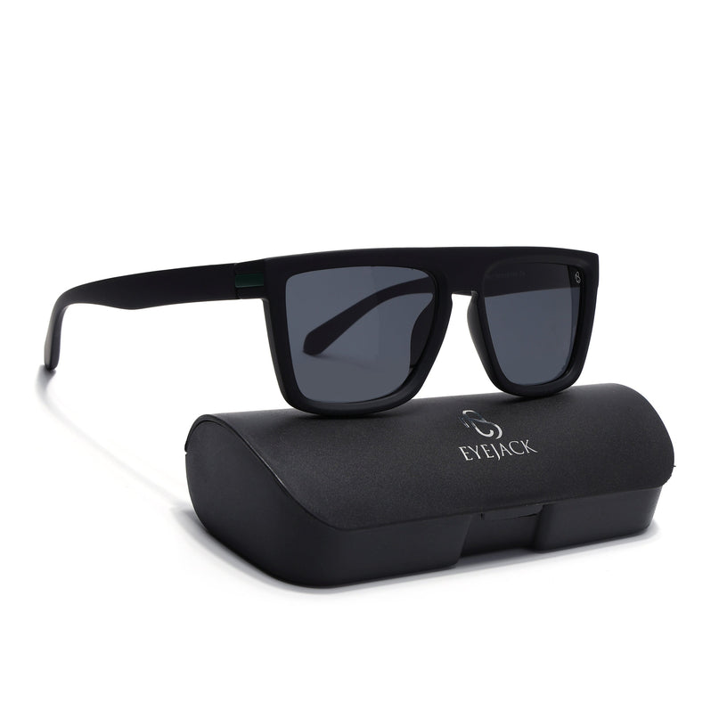 Eyejack Black & Green Square Polarized Sunglasses for Men & Women (1901PCL2055)