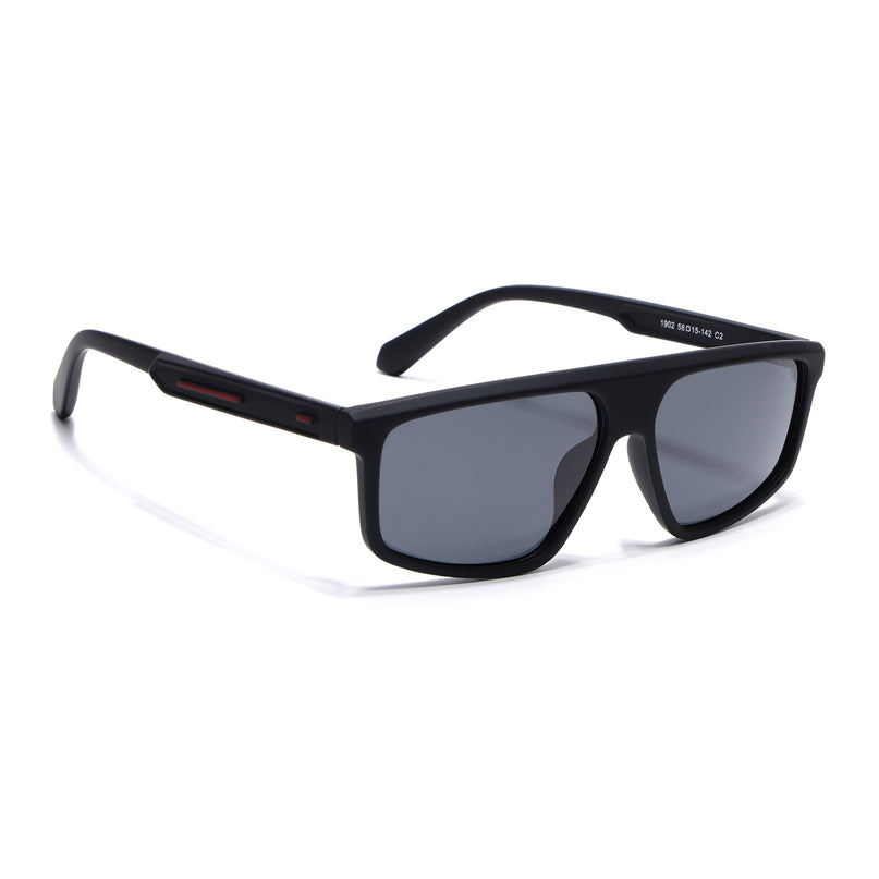 Eyejack Black Rectangle Polarized Sunglasses for Men & Women (1902PCL2056)