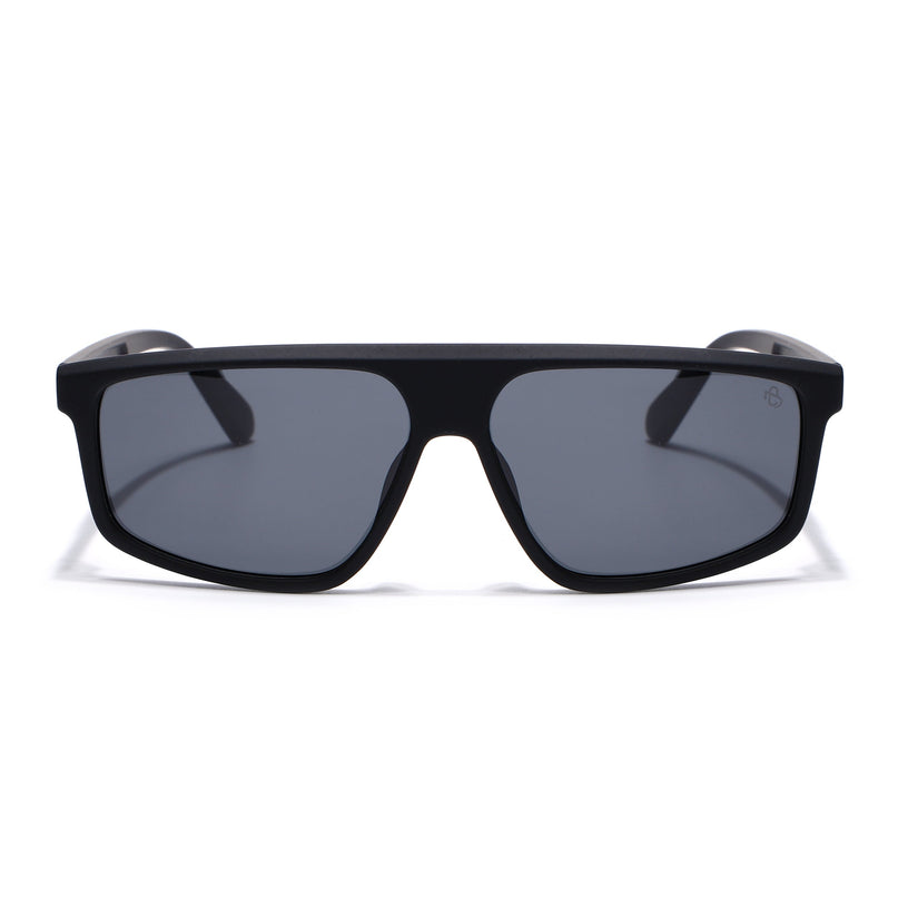 Eyejack Black Rectangle Polarized Sunglasses for Men & Women (1902PCL2056)