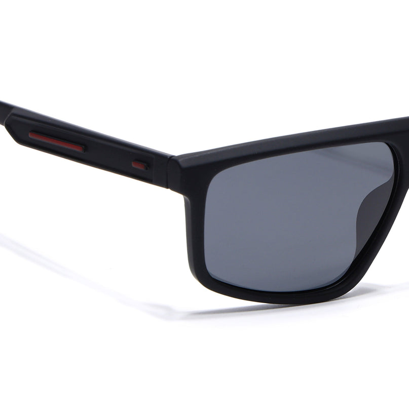 Eyejack Black Rectangle Polarized Sunglasses for Men & Women (1902PCL2056)