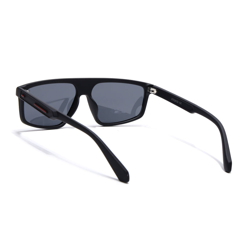 Eyejack Black Rectangle Polarized Sunglasses for Men & Women (1902PCL2056)