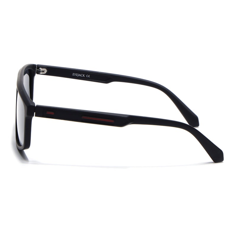 Eyejack Black Rectangle Polarized Sunglasses for Men & Women (1902PCL2056)