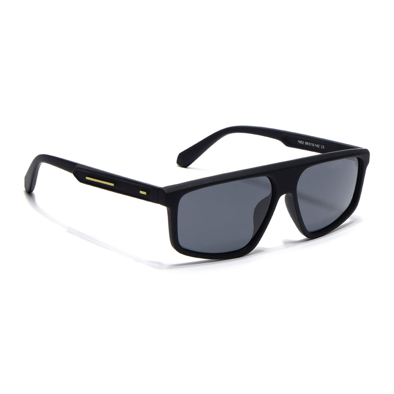Eyejack Black Rectangle Polarized Sunglasses for Men & Women (1902PCL2057)