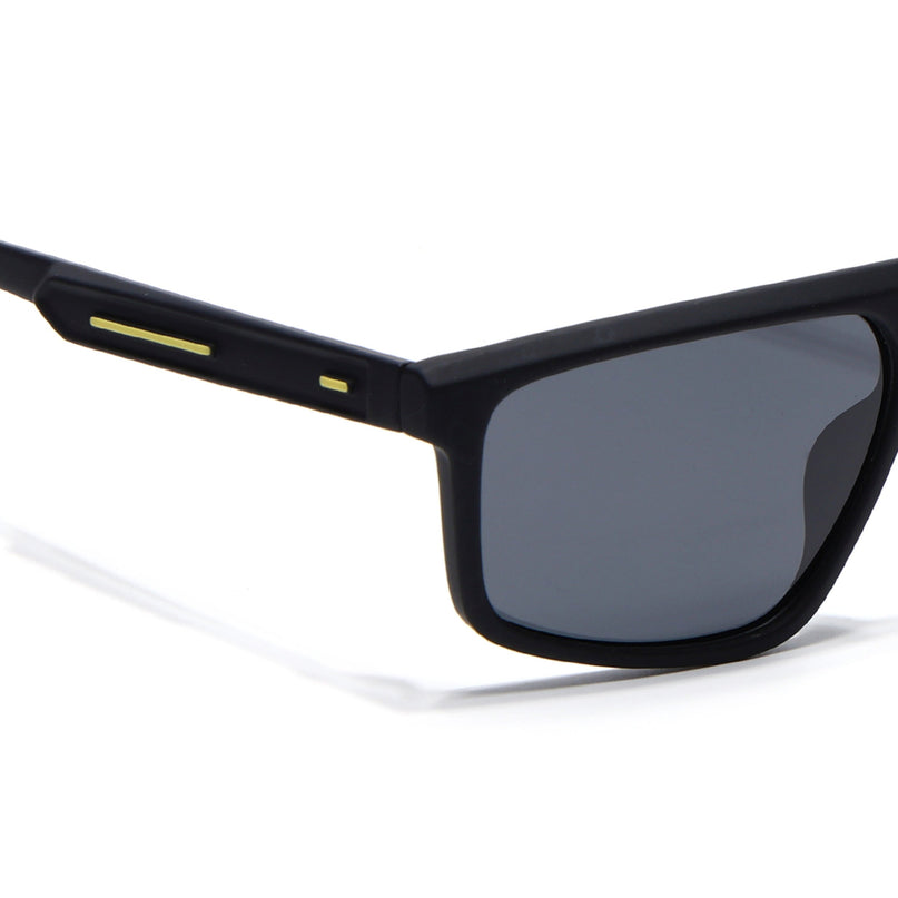Eyejack Black Rectangle Polarized Sunglasses for Men & Women (1902PCL2057)