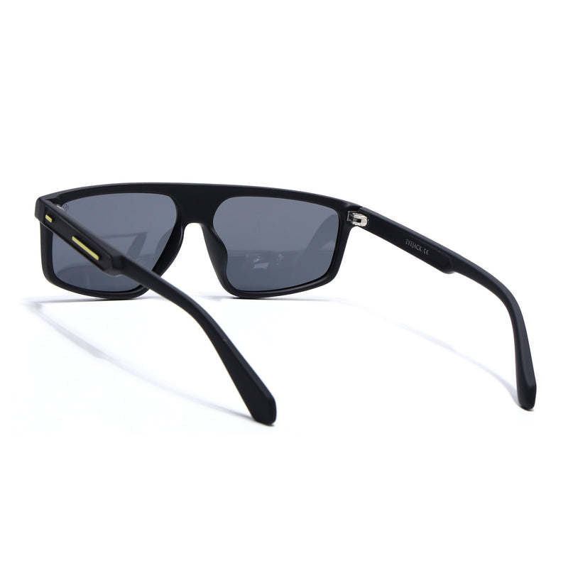 Eyejack Black Rectangle Polarized Sunglasses for Men & Women (1902PCL2057)