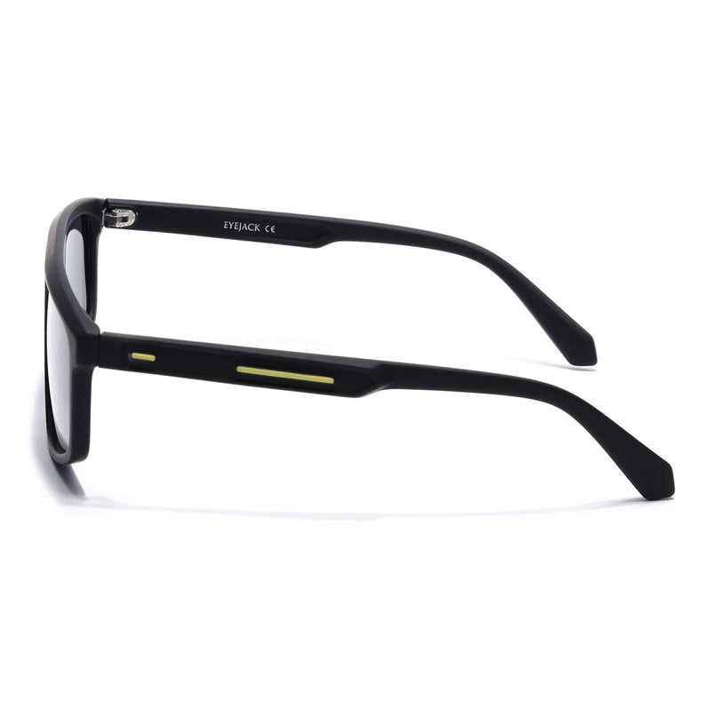 Eyejack Black Rectangle Polarized Sunglasses for Men & Women (1902PCL2057)