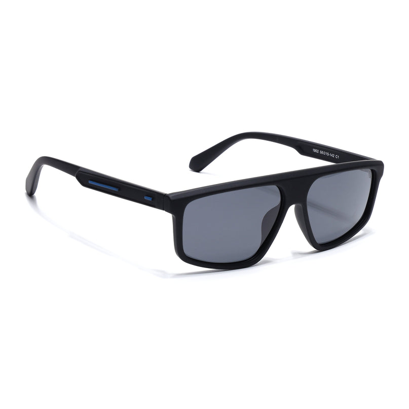 Eyejack Black Rectangle Polarized Sunglasses for Men & Women (1902PCL2058)
