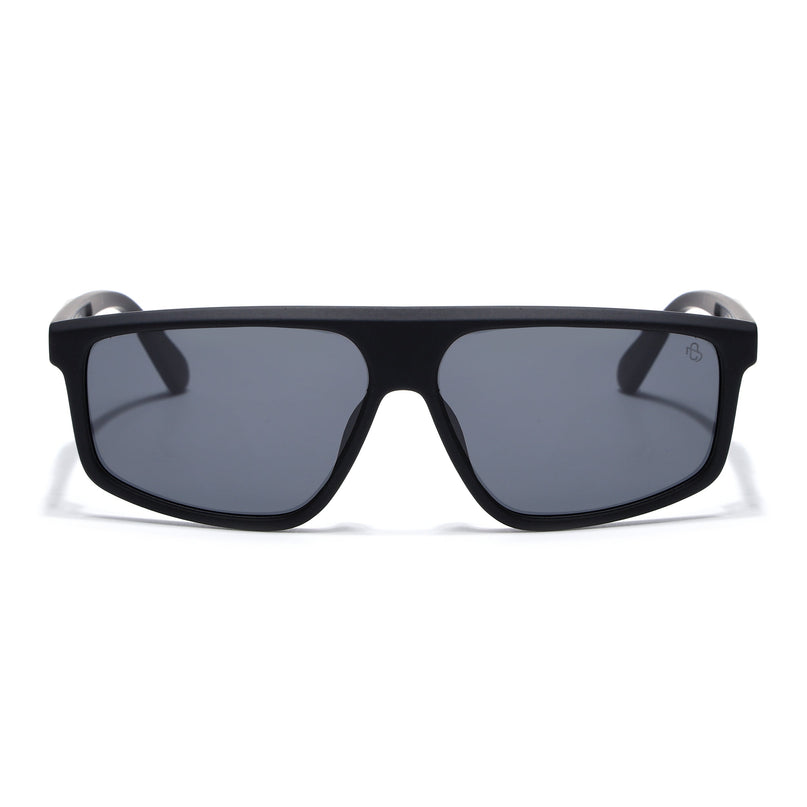 Eyejack Black Rectangle Polarized Sunglasses for Men & Women (1902PCL2058)