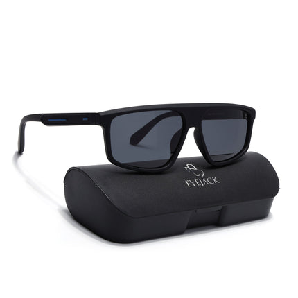 Eyejack Black Rectangle Polarized Sunglasses for Men & Women (1902PCL2058)
