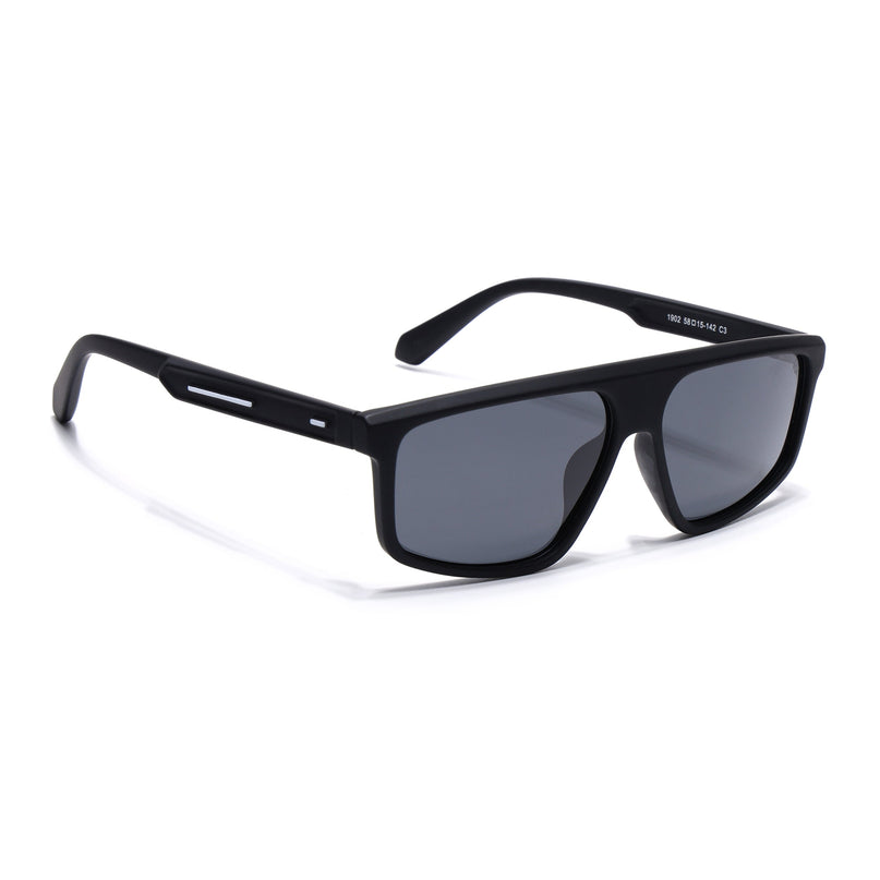 Eyejack Black Rectangle Polarized Sunglasses for Men & Women (1902PCL2059)