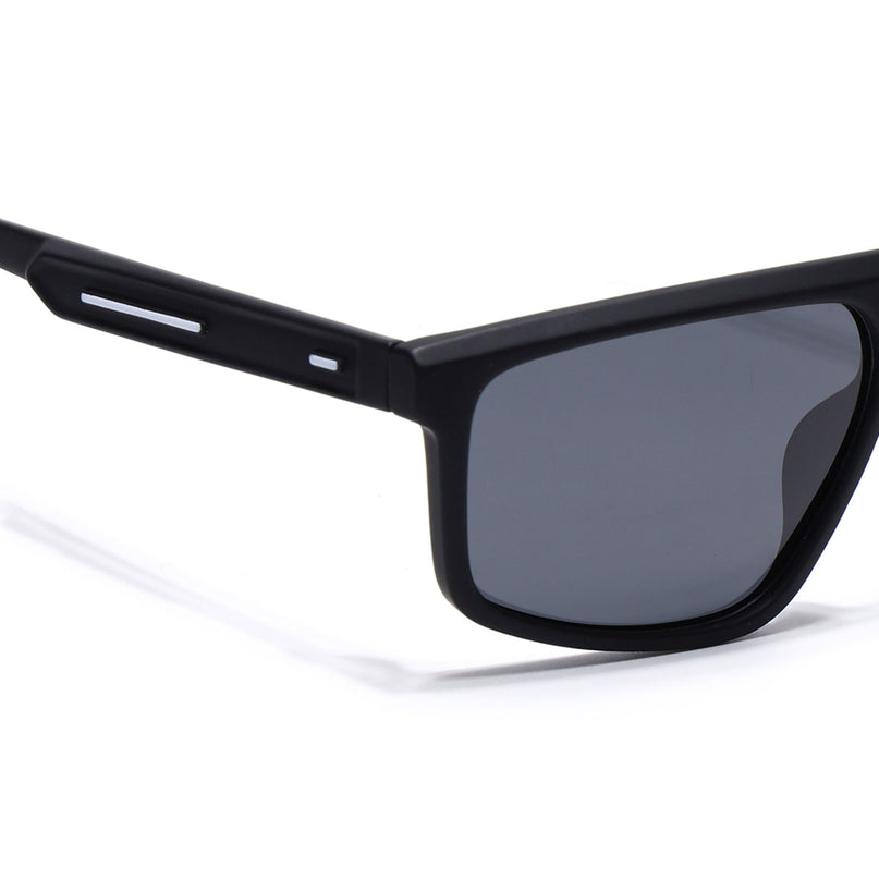 Eyejack Black Rectangle Polarized Sunglasses for Men & Women (1902PCL2059)