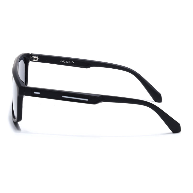 Eyejack Black Rectangle Polarized Sunglasses for Men & Women (1902PCL2059)