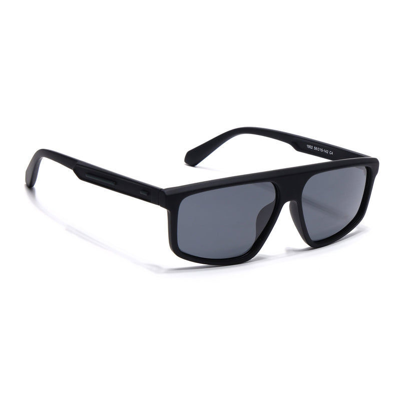 Eyejack Black Rectangle Polarized Sunglasses for Men & Women (1902PCL2060)