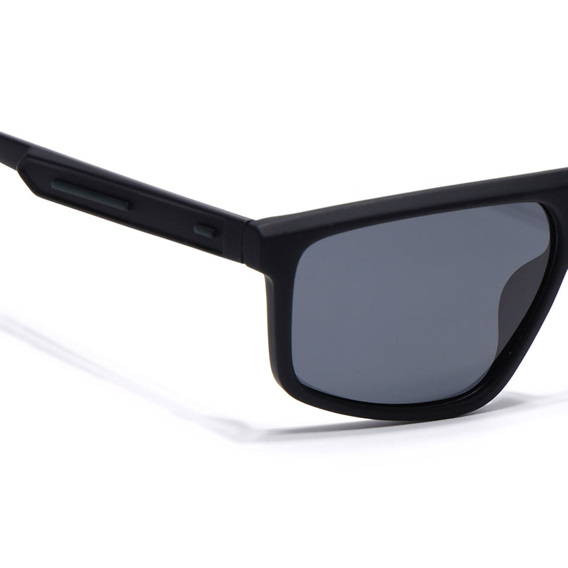 Eyejack Black Rectangle Polarized Sunglasses for Men & Women (1902PCL2060)