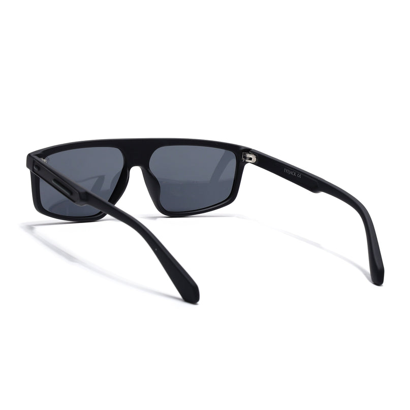 Eyejack Black Rectangle Polarized Sunglasses for Men & Women (1902PCL2060)