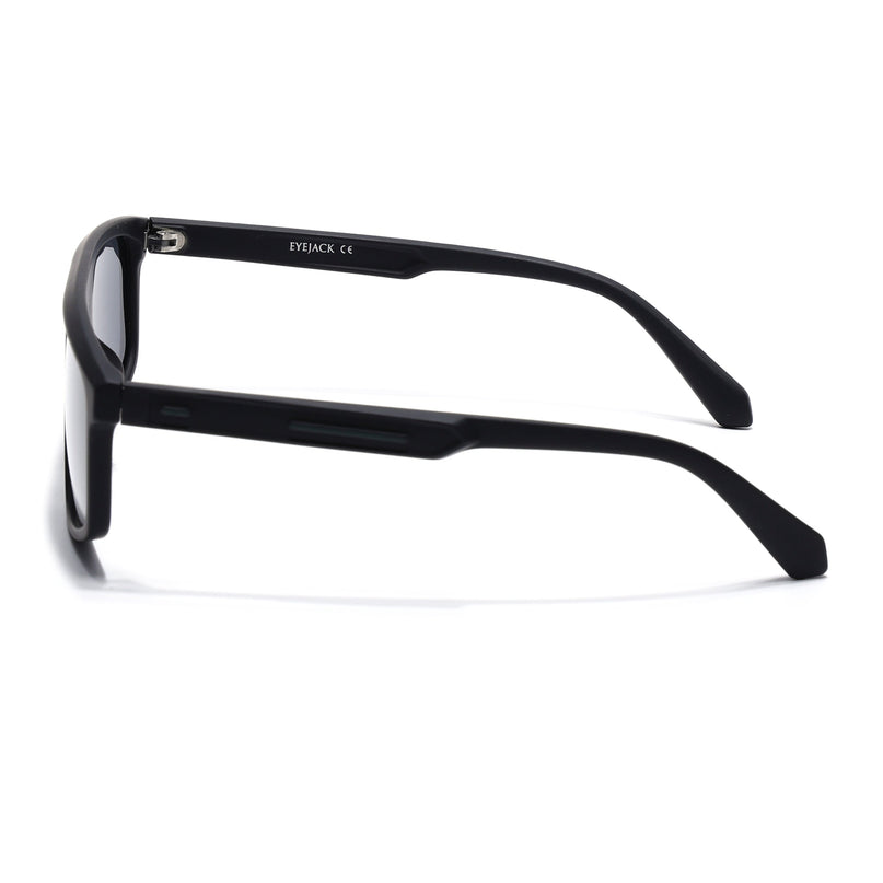 Eyejack Black Rectangle Polarized Sunglasses for Men & Women (1902PCL2060)