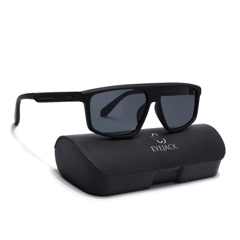 Eyejack Black Rectangle Polarized Sunglasses for Men & Women (1902PCL2060)