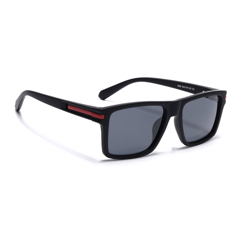 Eyejack Black & Red Square Polarized Sunglasses for Men & Women (1903PCL2061)
