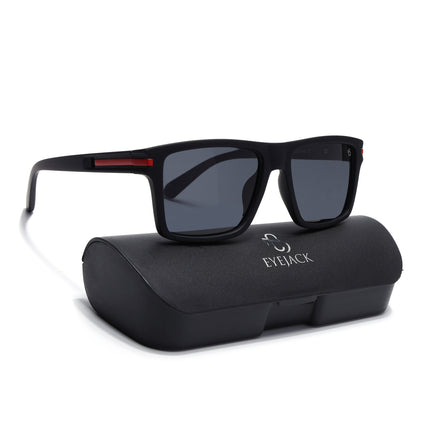 Eyejack Black & Red Square Polarized Sunglasses for Men & Women (1903PCL2061)