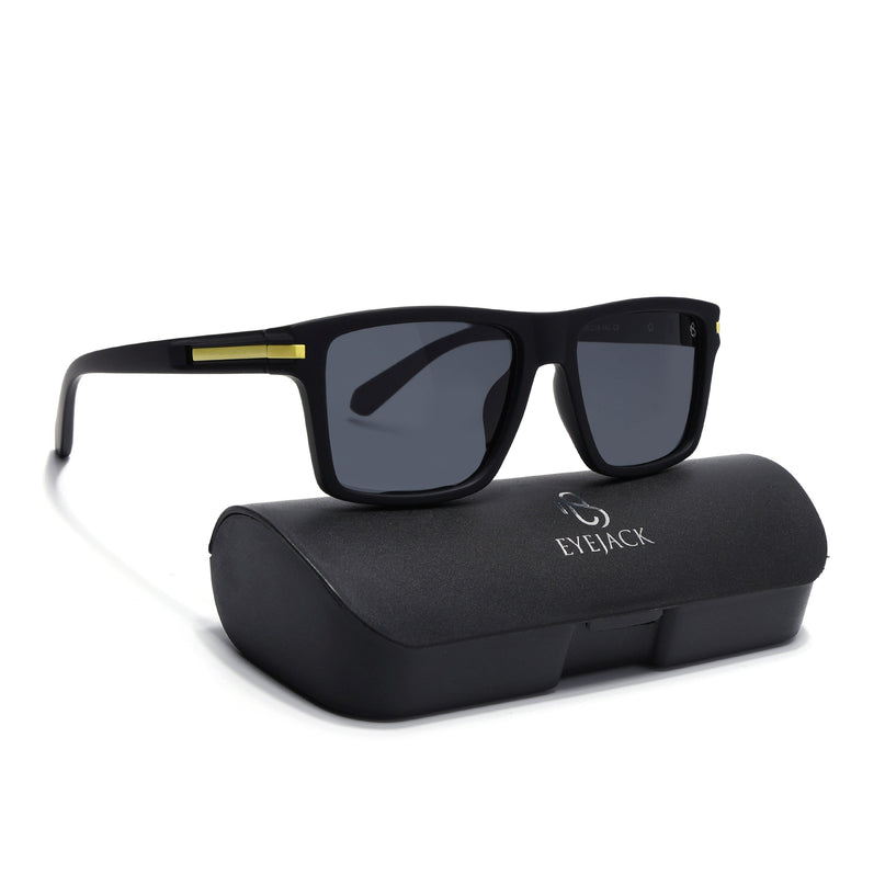 Eyejack Black & Yellow Square Polarized Sunglasses for Men & Women (1903PCL2062)