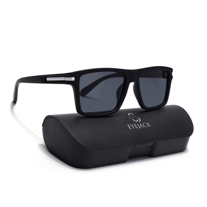 Eyejack Black & White Square Polarized Sunglasses for Men & Women (1903PCL2064)