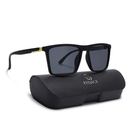 Eyejack Black Square Polarized Sunglasses for Men & Women (1906PCL2077)