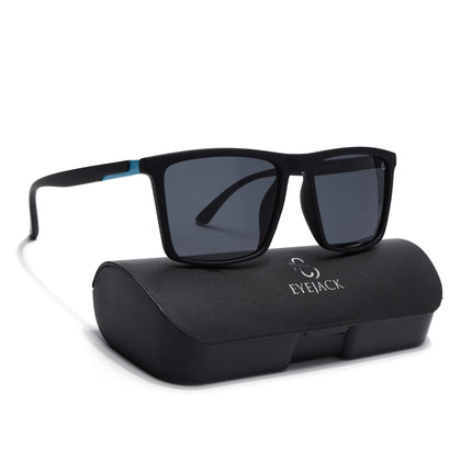 Eyejack Black Square Polarized Sunglasses for Men & Women (1906PCL2078)