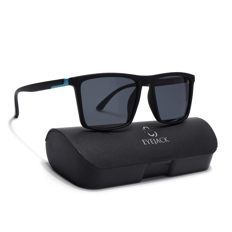 Eyejack Black Square Polarized Sunglasses for Men & Women (1906PCL2078)