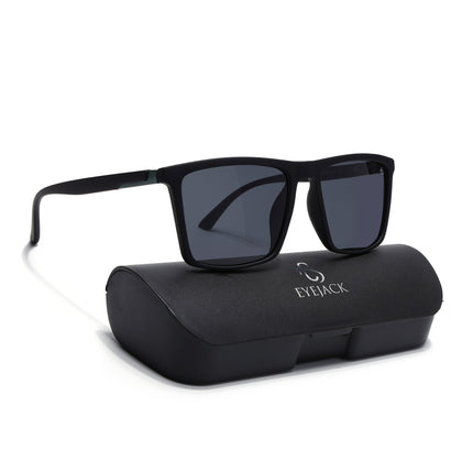Eyejack Black Square Polarized Sunglasses for Men & Women (1906PCL2080)