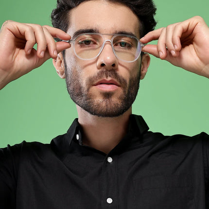 Eyejack Swift Matt Transparent & Black Aviator Eyeglasses for Men & Women (MB23005CL160-C1)