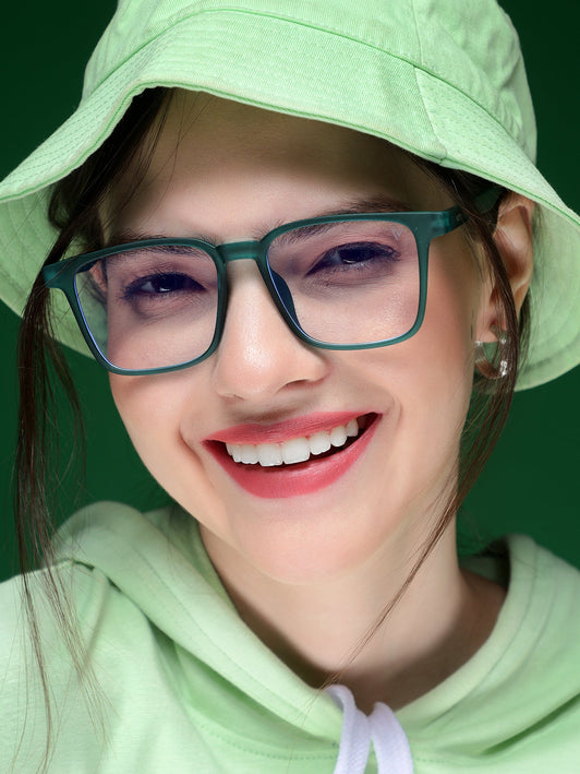 Voyage Air Green Square Eyeglasses for Men & Women - MG4548