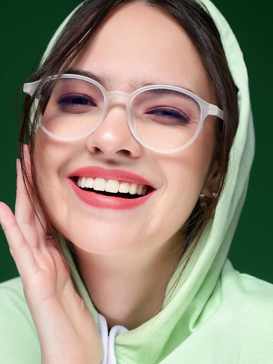 Voyage Air Transparent Round Eyeglasses for Men & Women - MG4378-C5