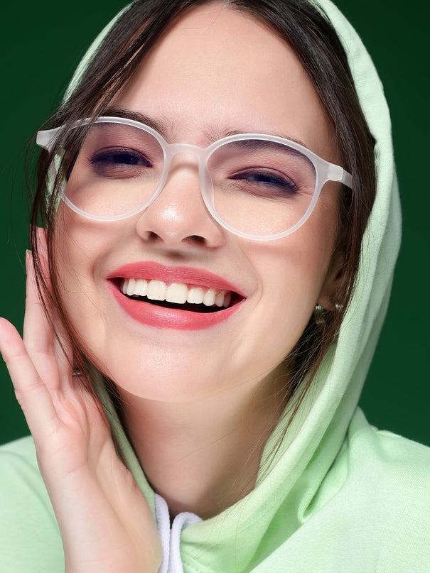 Voyage Air Transparent Round Eyeglasses for Men & Women - MG4378-C5