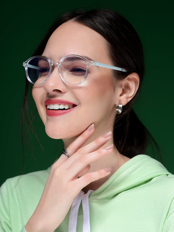 Voyage Air Transparent Round Eyeglasses for Men & Women - MG4380-C3