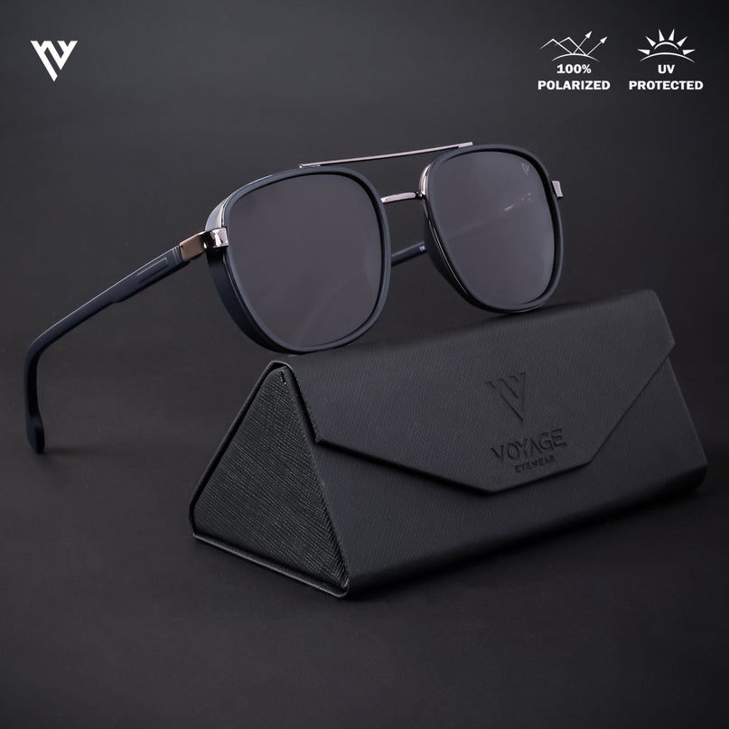 Photon | Grey & Navy Blue Wayfarer Polarized Sunglasses - PMG4441