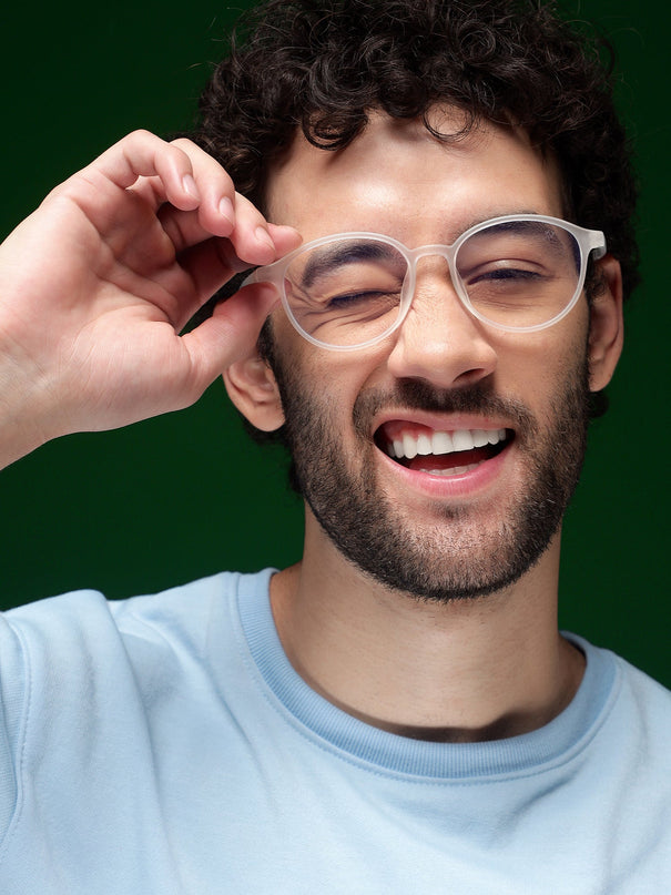 Voyage Air Transparent Round Eyeglasses for Men & Women - MG4378-C5