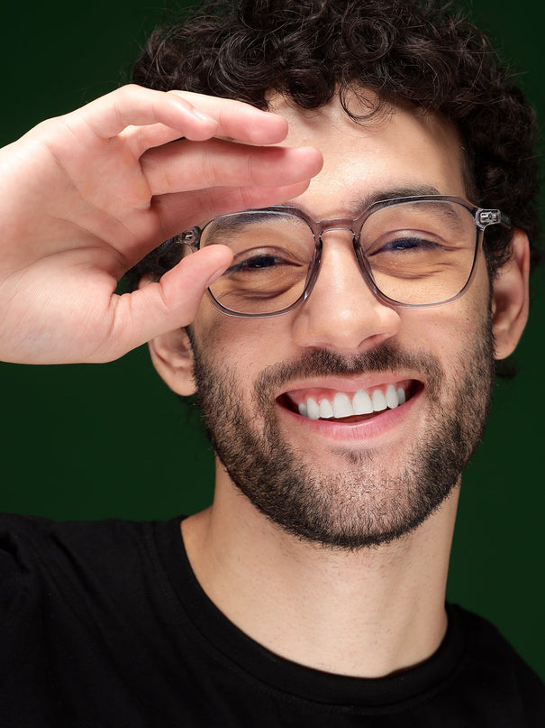 Voyage Air Light Grey Square Eyeglasses for Men & Women - MG4589-C2