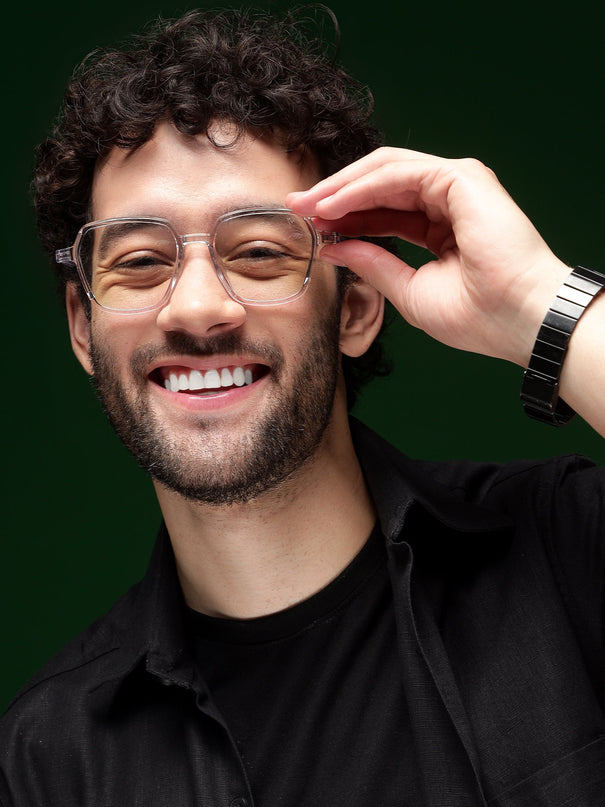 Voyage Air Grey Square Eyeglasses for Men & Women - MG4393-C3