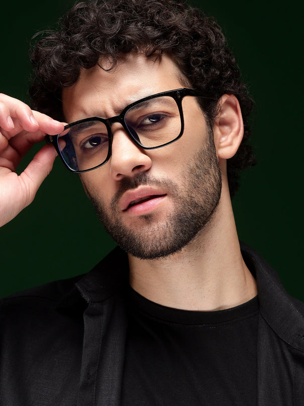 Voyage Air Matt Black Square Eyeglasses for Men & Women - MG4594-C2