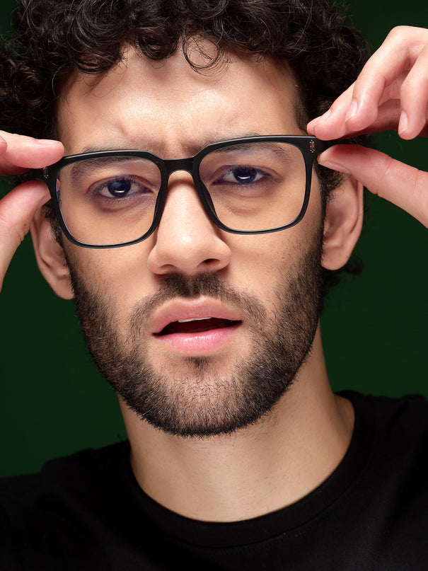 Voyage Air Shine Black Square Eyeglasses for Men & Women - MG4593-C1