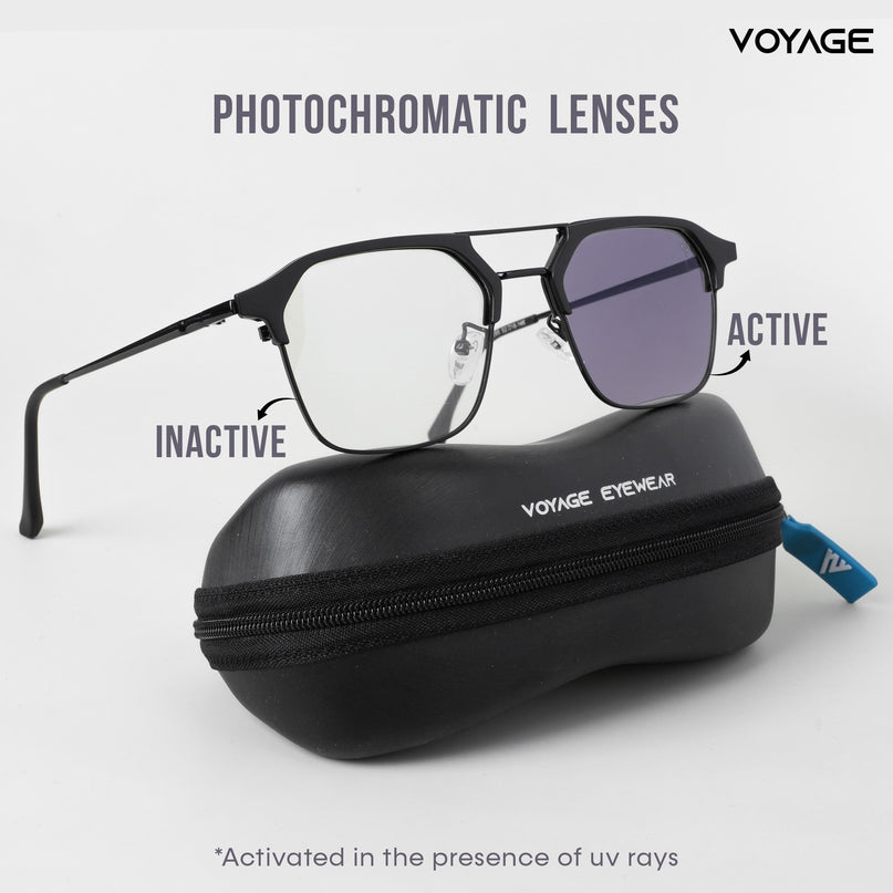 Voyage photochromic Black Wayfarer Eyeglasses for Men & Women - MG5077-C3